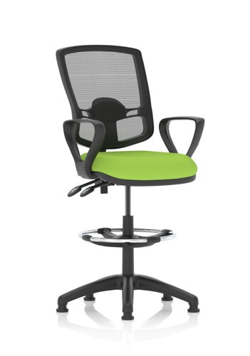 Eclipse Plus II Lever Task Operator Chair Deluxe Mesh Back With High Rise Draughtsman Kit With Loop Arms Bespoke Colour Seat Myrrh Green
