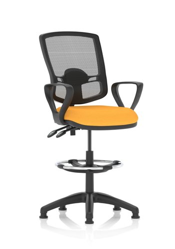 Eclipse Plus II Lever Task Operator Chair Deluxe Mesh Back With High Rise Draughtsman Kit With Loop Arms Bespoke Colour Seat Senna Yellow
