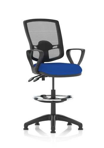 Eclipse Plus II Lever Task Operator Chair Deluxe Mesh Back With High Rise Draughtsman Kit With Loop Arms Bespoke Colour Seat Stevia Blue