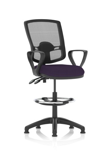 Eclipse Plus II Lever Task Operator Chair Deluxe Mesh Back With High Rise Draughtsman Kit With Loop Arms Bespoke Colour Seat Tansy Purple