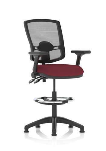 Eclipse Plus II Lever Task Operator Chair Deluxe Mesh Back High Rise Draughtsman Kit Height Adjustable And Folding Arms Bespoke Seat Ginseng Chilli
