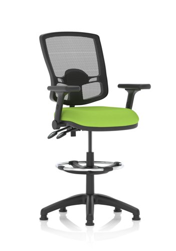 Eclipse Plus II Lever Task Operator Chair Deluxe Mesh Back High Rise Draughtsman Kit Height Adjustable And Folding Arms Bespoke Seat Myrrh Green