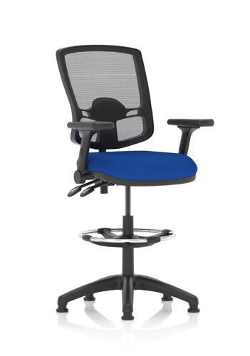 Eclipse Plus II Lever Task Operator Chair Deluxe Mesh Back High Rise Draughtsman Kit Height Adjustable And Folding Arms Bespoke Seat Stevia Blue