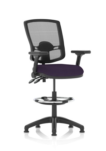 Eclipse Plus II Lever Task Operator Chair Deluxe Mesh Back High Rise Draughtsman Kit Height Adjustable And Folding Arms Bespoke Seat Tansy Purple