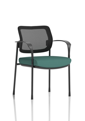 Brunswick Deluxe With Arms Black Frame Mesh Back Bespoke Colour Seat Quest Kelp