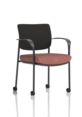 Brunswick Deluxe With Arms Black Frame With Castors Black Fabric Back Bespoke Colour Seat Rivet Forge
