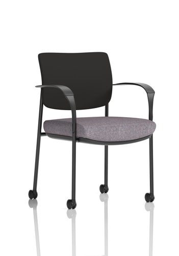 Brunswick Deluxe With Arms Black Frame With Castors Black Fabric Back Bespoke Colour Seat Rivet Fuse