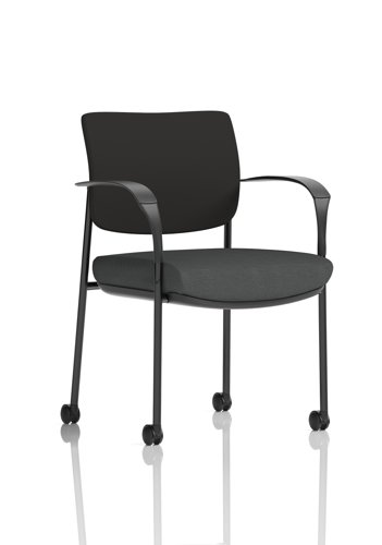 Brunswick Deluxe With Arms Black Frame With Castors Black Fabric Back Bespoke Colour Seat Quest Mussel