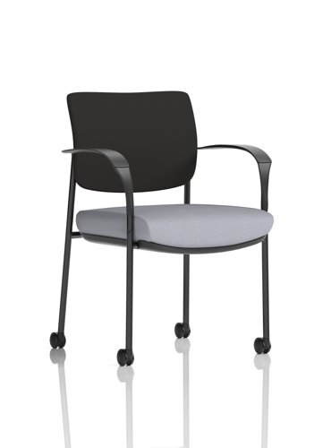 Brunswick Deluxe With Arms Black Frame With Castors Black Fabric Back Bespoke Colour Seat Quest Shell
