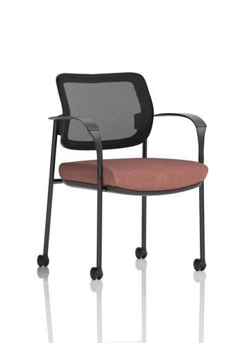 Brunswick Deluxe With Arms Black Frame With Castors Mesh Back Bespoke Colour Seat Rivet Forge