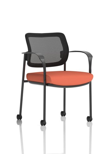Brunswick Deluxe With Arms Black Frame With Castors Mesh Back Bespoke Colour Seat Quest Crab