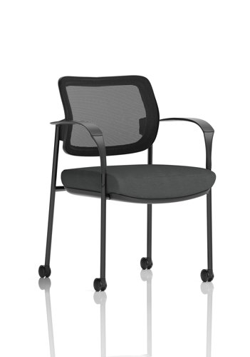 Brunswick Deluxe With Arms Black Frame With Castors Mesh Back Bespoke Colour Seat Quest Mussel