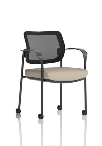 Brunswick Deluxe With Arms Black Frame With Castors Mesh Back Bespoke Colour Seat Quest Salt