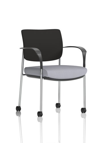 Brunswick Deluxe With Arms Chrome Frame With Castors Black Fabric Back Bespoke Colour Seat Quest Shell