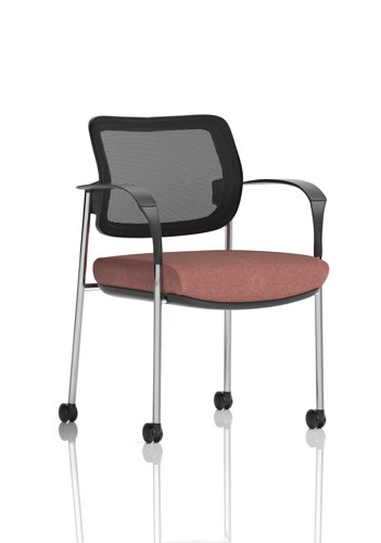 Brunswick Deluxe With Arms Chrome Frame With Castors Mesh Back Bespoke Colour Seat Rivet Forge