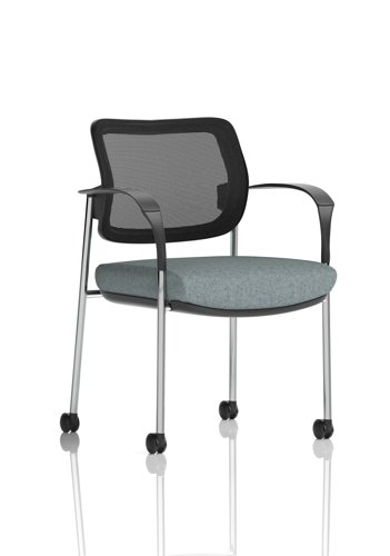 Brunswick Deluxe With Arms Chrome Frame With Castors Mesh Back Bespoke Colour Seat Rivet Tensile