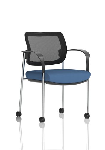 Brunswick Deluxe With Arms Chrome Frame With Castors Mesh Back Bespoke Colour Seat Quest Limpet