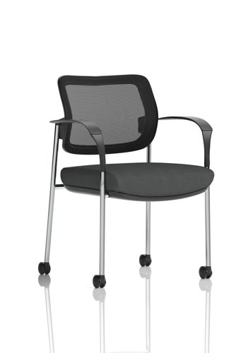 Brunswick Deluxe With Arms Chrome Frame With Castors Mesh Back Bespoke Colour Seat Quest Mussel