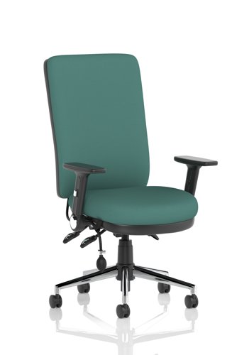Chiro High Back With Height Adjustable And Folding Arms Bespoke Colour Back And Seat Quest Kelp