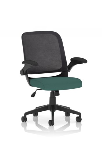 Crew Task Operator Mesh Chair With Folding Arms Bespoke Colour Seat Quest Kelp
