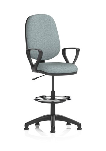 Eclipse Plus I Lever Task Operator Chair With High Rise Draughtsman Kit With Loop Arms Bespoke Colour Back And Seat Rivet Tensile