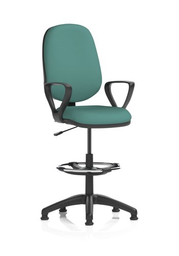 Eclipse Plus I Lever Task Operator Chair With High Rise Draughtsman Kit With Loop Arms Bespoke Colour Back And Seat Quest Kelp