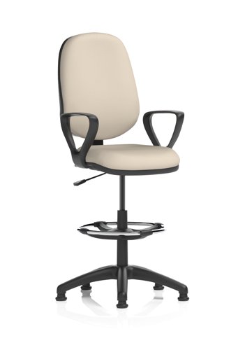 Eclipse Plus I Lever Task Operator Chair With High Rise Draughtsman Kit With Loop Arms Bespoke Colour Back And Seat Quest Salt