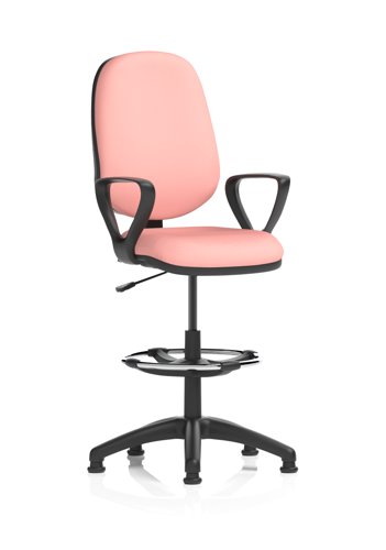 Eclipse Plus I Lever Task Operator Chair With High Rise Draughtsman Kit With Loop Arms Bespoke Colour Back And Seat Quest Shrimp