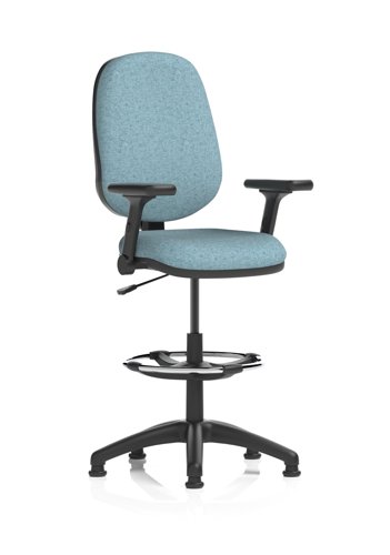 Eclipse Plus I Lever Task Operator Chair High Rise Draughtsman Kit With Height Adjustable And Folding Arms Bespoke Colour Back And Seat Rivet Quench