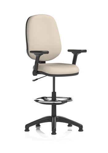 Eclipse Plus I Lever Task Operator Chair High Rise Draughtsman Kit With Height Adjustable And Folding Arms Bespoke Colour Back And Seat Quest Salt