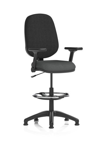 Eclipse Plus I Lever Task Operator Chair With High Rise Draughtsman Kit With Height Adjustable And Folding Arms Bespoke Colour Seat Quest Mussel