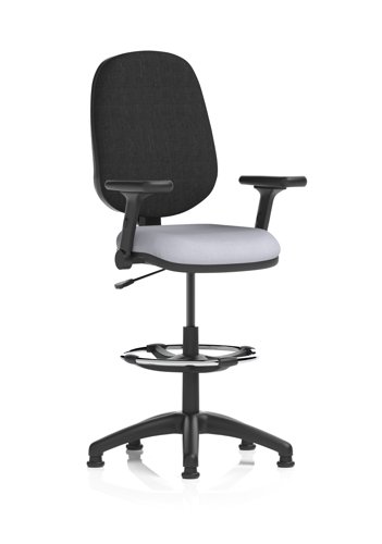 Eclipse Plus I Lever Task Operator Chair With High Rise Draughtsman Kit With Height Adjustable And Folding Arms Bespoke Colour Seat Quest Shell