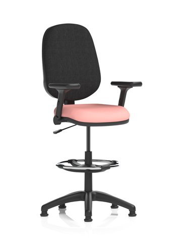 Eclipse Plus I Lever Task Operator Chair With High Rise Draughtsman Kit With Height Adjustable And Folding Arms Bespoke Colour Seat Quest Shrimp