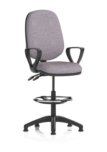 Eclipse Plus II Lever Task Operator Chair With High Rise Draughtsman Kit With Loop Arms Bespoke Colour Back And Seat Rivet Fuse