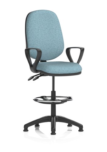 Eclipse Plus II Lever Task Operator Chair With High Rise Draughtsman Kit With Loop Arms Bespoke Colour Back And Seat Rivet Quench