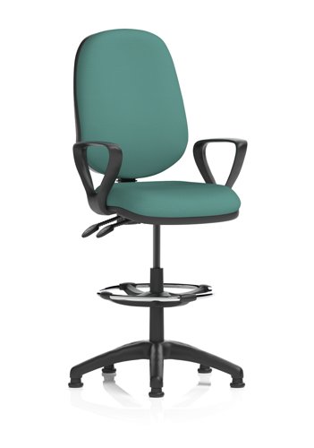 Eclipse Plus II Lever Task Operator Chair With High Rise Draughtsman Kit With Loop Arms Bespoke Colour Back And Seat Quest Kelp