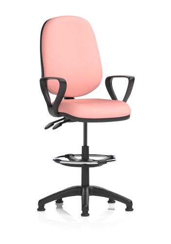 Eclipse Plus II Lever Task Operator Chair With High Rise Draughtsman Kit With Loop Arms Bespoke Colour Back And Seat Quest Shrimp