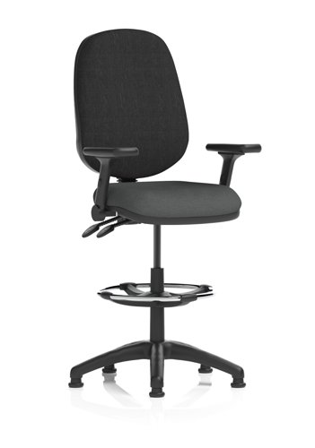 Eclipse Plus II Lever Task Operator Chair With High Rise Draughtsman Kit With Height Adjustable And Folding Arms Bespoke Colour Seat Quest Mussel
