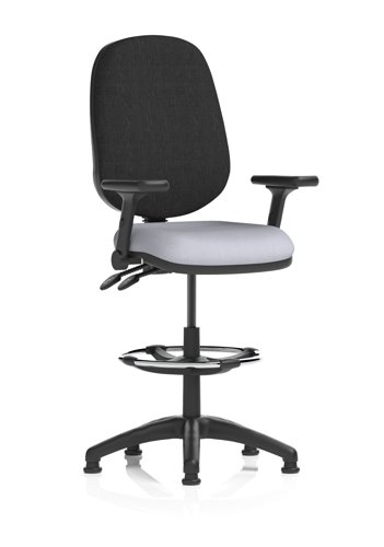 Eclipse Plus II Lever Task Operator Chair With High Rise Draughtsman Kit With Height Adjustable And Folding Arms Bespoke Colour Seat Quest Shell
