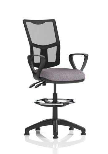 Eclipse Plus II Lever Task Operator Chair Mesh Back With High Rise Draughtsman Kit With Loop Arms Bespoke Colour Seat Rivet Fuse