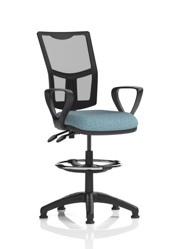 Eclipse Plus II Lever Task Operator Chair Mesh Back With High Rise Draughtsman Kit With Loop Arms Bespoke Colour Seat Rivet Quench