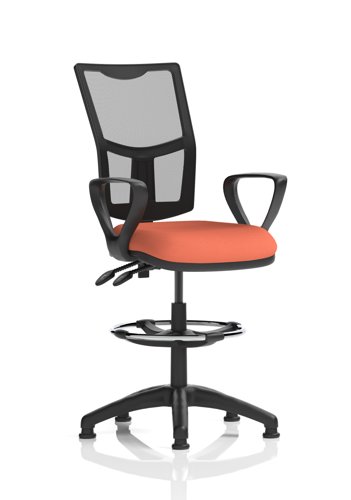 Eclipse Plus II Lever Task Operator Chair Mesh Back With High Rise Draughtsman Kit With Loop Arms Bespoke Colour Seat Quest Crab
