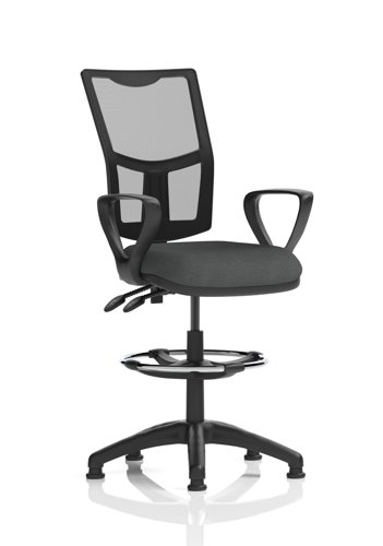 Eclipse Plus II Lever Task Operator Chair Mesh Back With High Rise Draughtsman Kit With Loop Arms Bespoke Colour Seat Quest Mussel