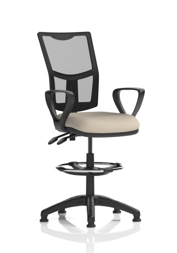 Eclipse Plus II Lever Task Operator Chair Mesh Back With High Rise Draughtsman Kit With Loop Arms Bespoke Colour Seat Quest Salt