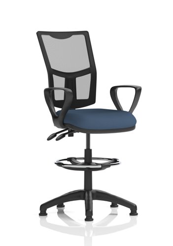 Eclipse Plus II Lever Task Operator Chair Mesh Back With High Rise Draughtsman Kit With Loop Arms Bespoke Colour Seat Quest Whelk