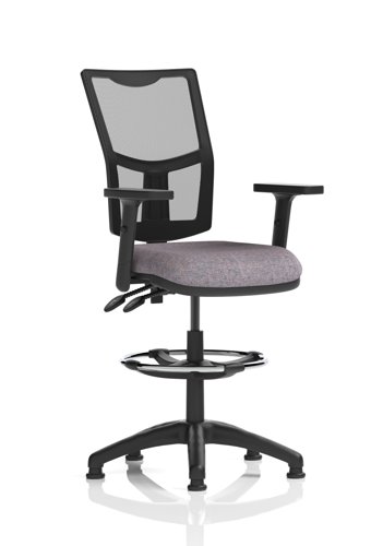 Eclipse Plus II Lever Task Operator Chair Mesh Back With High Rise Draughtsman Kit With Height Adjustable Arms Bespoke Colour Seat Rivet Fuse