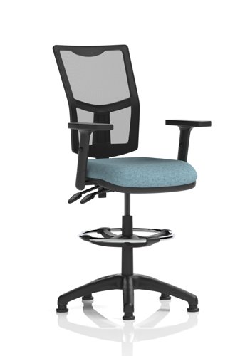 Eclipse Plus II Lever Task Operator Chair Mesh Back With High Rise Draughtsman Kit With Height Adjustable Arms Bespoke Colour Seat Rivet Quench