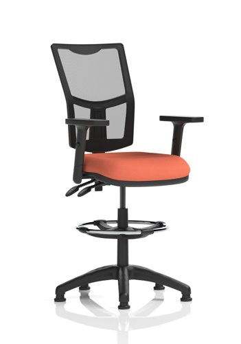 Eclipse Plus II Lever Task Operator Chair Mesh Back With High Rise Draughtsman Kit With Height Adjustable Arms Bespoke Colour Seat Quest Crab