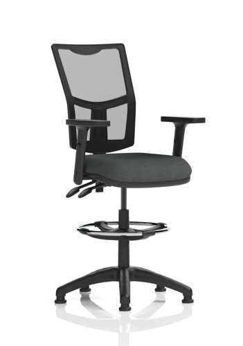 Eclipse Plus II Lever Task Operator Chair Mesh Back With High Rise Draughtsman Kit With Height Adjustable Arms Bespoke Colour Seat Quest Mussel