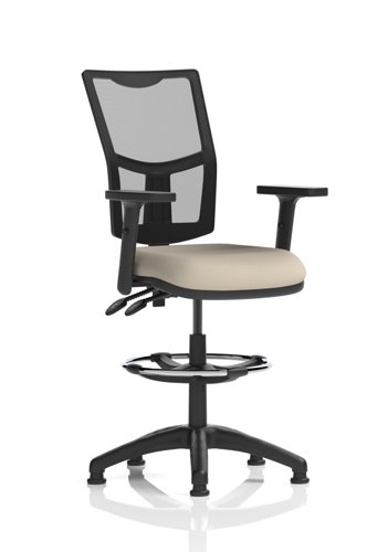 Eclipse Plus II Lever Task Operator Chair Mesh Back With High Rise Draughtsman Kit With Height Adjustable Arms Bespoke Colour Seat Quest Salt